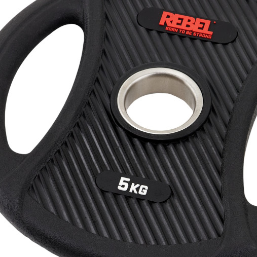 Диск олимпийский обрезиненный с двумя хватами 5 кг REBEL
